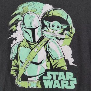 Fifth Sun Mandalorian Grogu T-Shirt Youth Size LG  Star Wars Yoda Glow In Dark